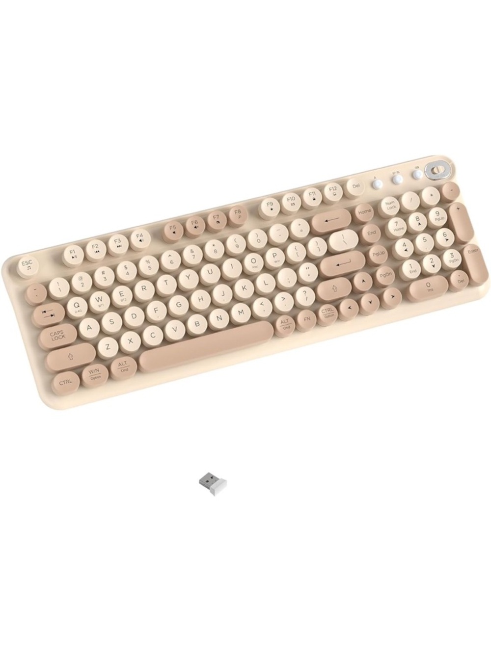 Retro Wireless Bluetooth Keyboard Dual Mode 2.4GHz Typewriter Style Milk Tea NIB